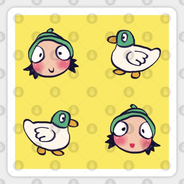 sarah and duck pattern / cute children's cartoon Magnet by mudwizard